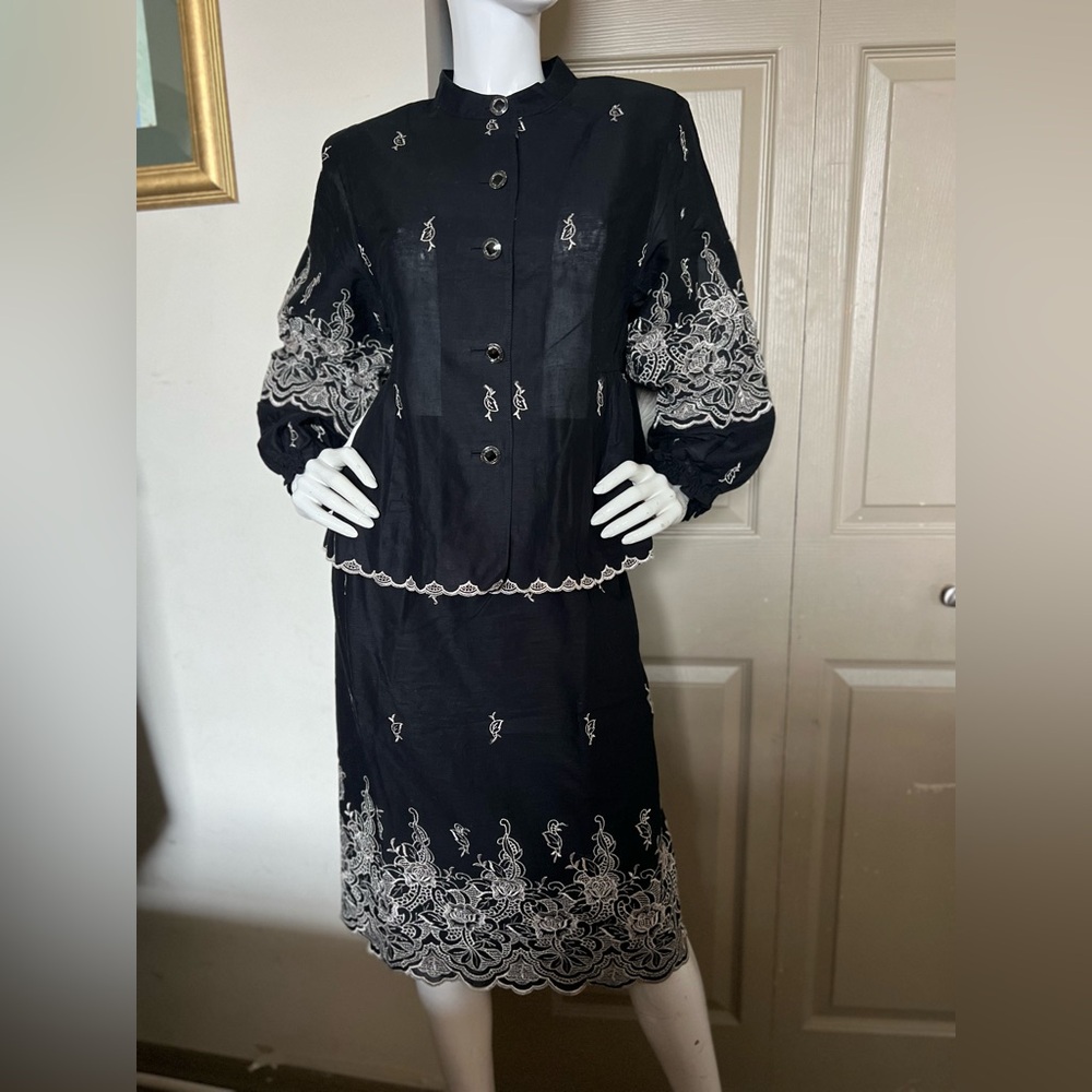 Embroidered Skirt and long sleeve top